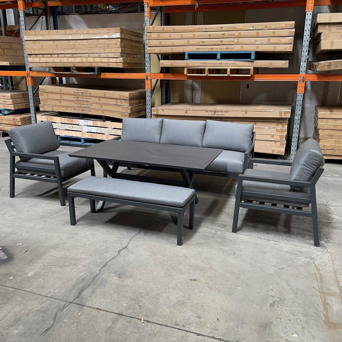 GOOD Mantua 5 Pce Low Dining-Gunmetal discounted furniture in Adelaide