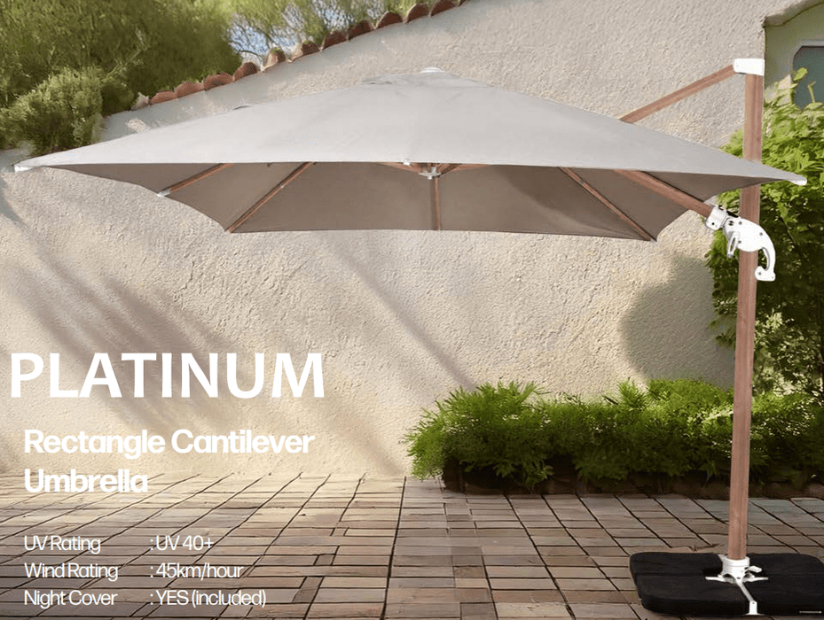 GOODUSD Platinum Umbrella 3x3 Wood Look-Grey discounted furniture in Adelaide