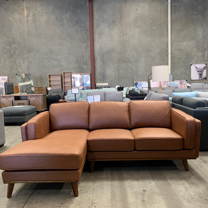 Australian Furniture Warehouse Dahlia LHF 3 Seat with Chaise - Soft Tan fabric discounted furniture in Adelaide