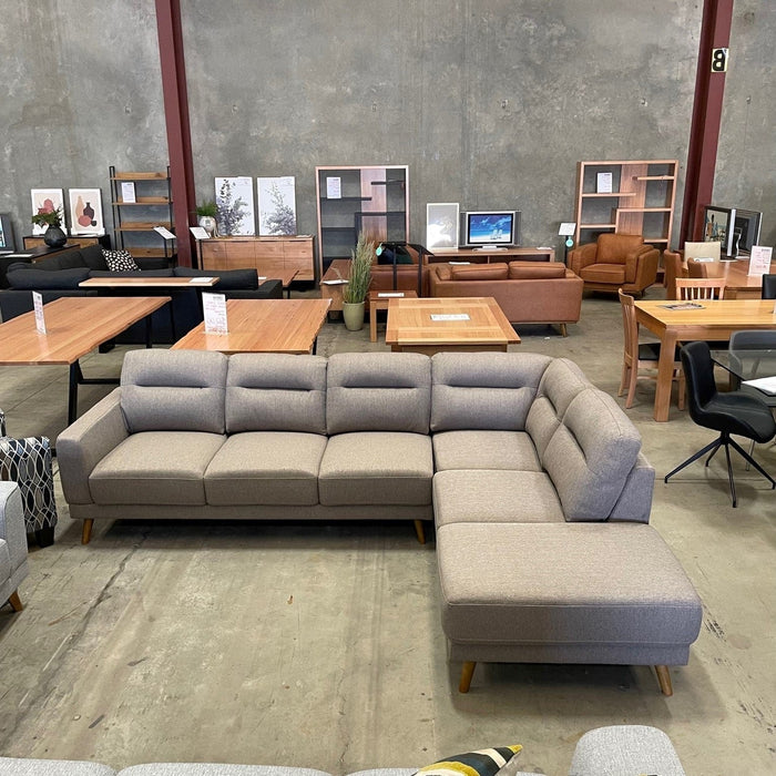 CORAL Harlow 3seat  Chaise RHF-Cocoa discounted furniture in Adelaide