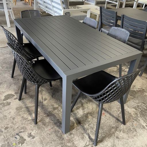 GOOD Matzo Post Leg Table 160 x 90 Gunmetal discounted furniture in Adelaide