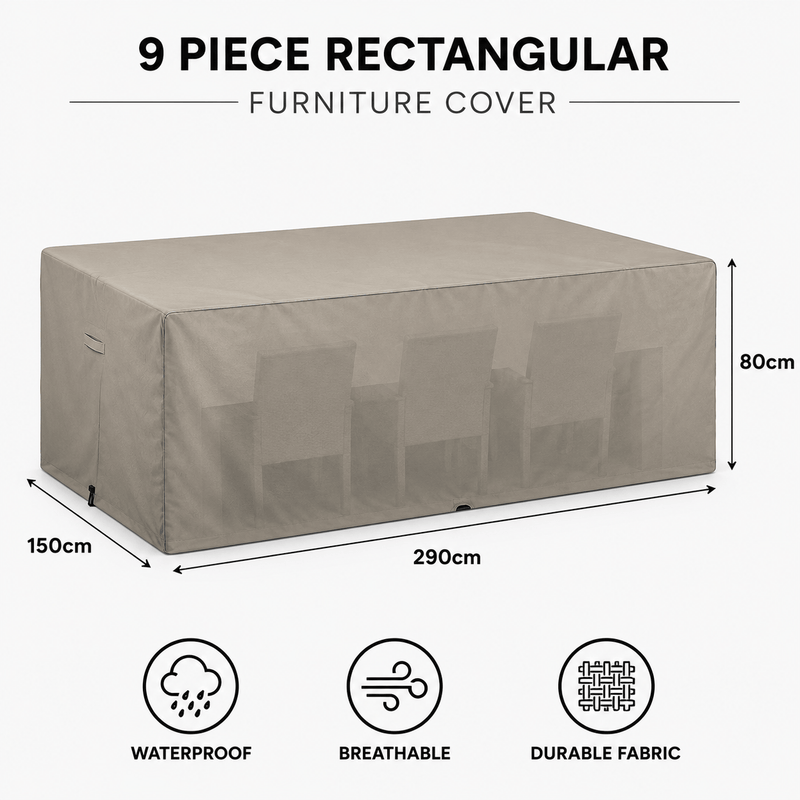 Outdoor Furniture Cover 9Pce Rectangular