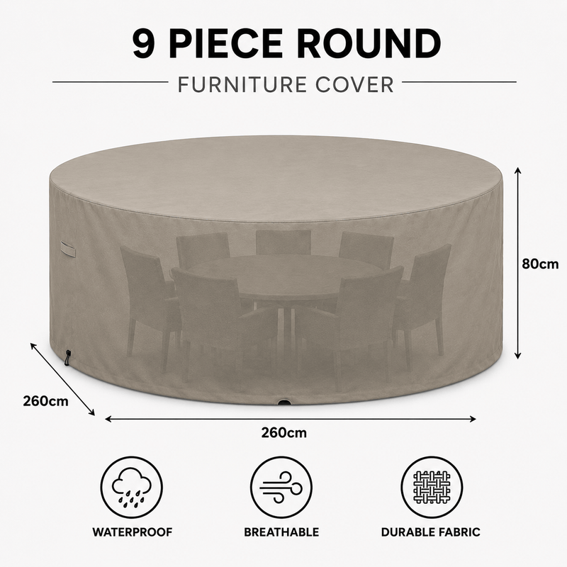 Outdoor Furniture Cover 9Pce Round