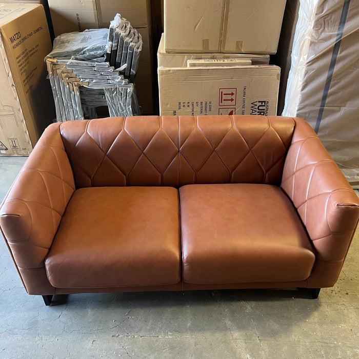 CORAL Santorini 2 Seat Sofa - Leather Tan discounted furniture in Adelaide