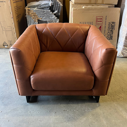 CORAL Santorini Sofa Chair - Leather Tan discounted furniture in Adelaide