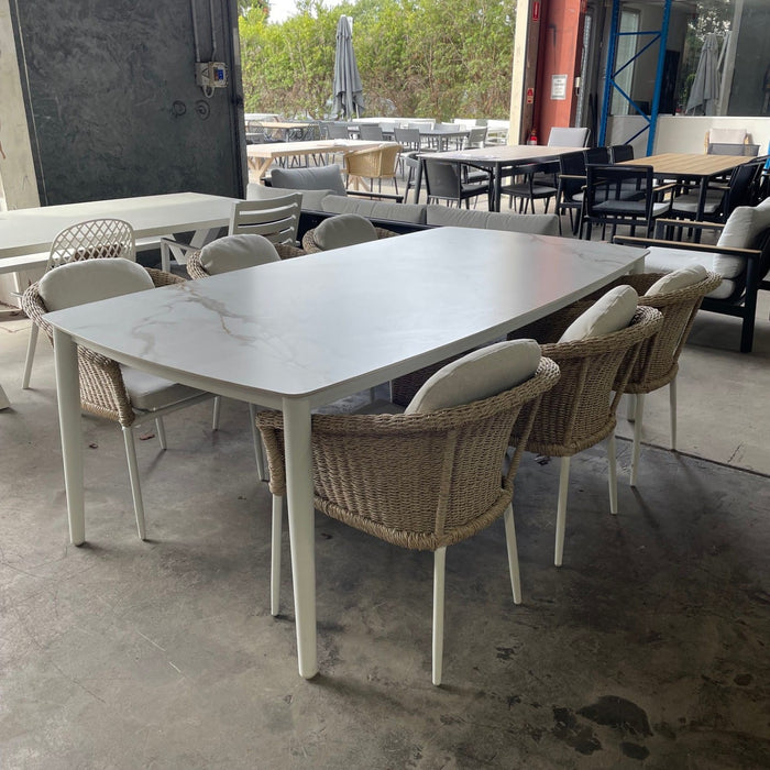 Australian Furniture Warehouse Alfie 7Pce Dining Suite-Ceramic White discounted furniture in Adelaide