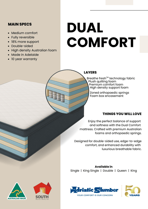 ADRIATIC Dual Comfort Double Mattress discounted furniture in Adelaide
