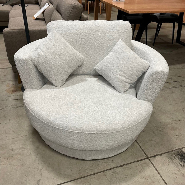 CORAL Kimmy Swivel Chair Boucle Grey discounted furniture in Adelaide