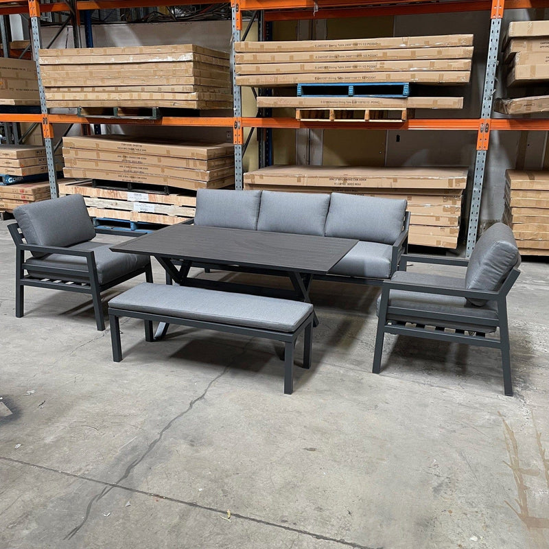 GOOD Mantua 5 Pce Low Dining-Gunmetal discounted furniture in Adelaide