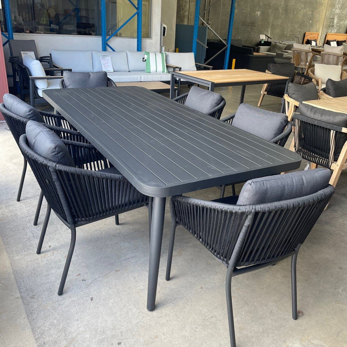 GOODUSD Naya Outdoor Dining Table 225cm Black discounted furniture in Adelaide