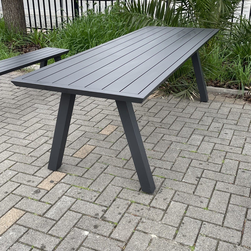 FEATURES Perez Picnic Table 240cm-Charcoal discounted furniture in Adelaide