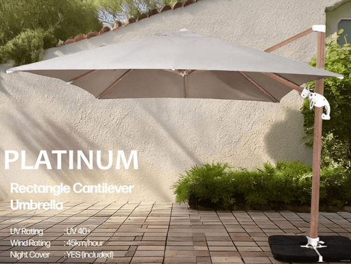 GOODUSD Platinum Umbrella 3x3 Wood Look-Grey discounted furniture in Adelaide