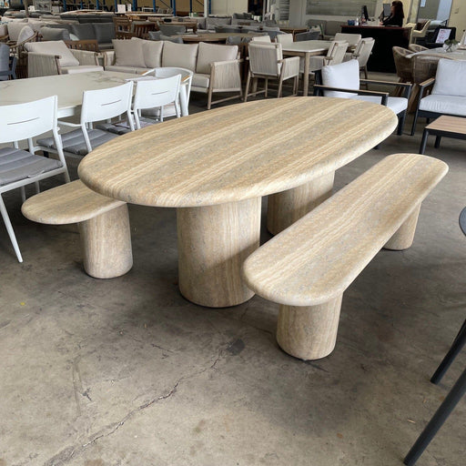 GOODUSD Sascha 3Pce Outdoor Dining -Travertine discounted furniture in Adelaide
