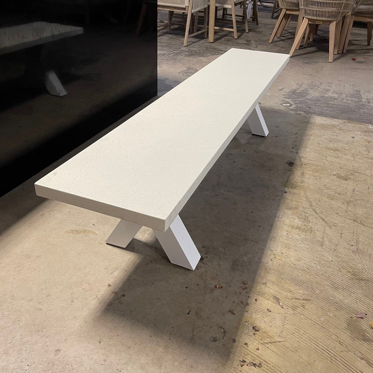Switch bench terrazzo white legs — Australian Furniture Warehouse