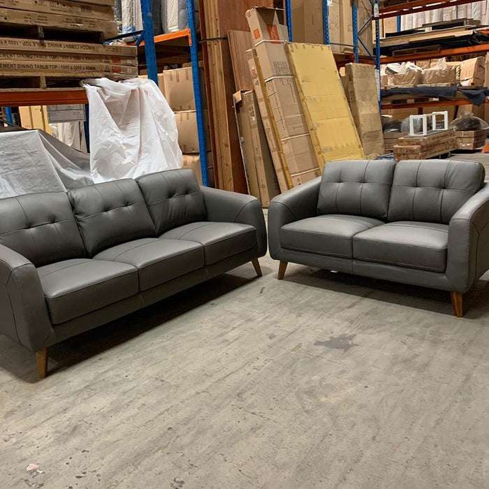 CORAL Darlinghurst 3 + 2 seater -Leather Storm discounted furniture in Adelaide