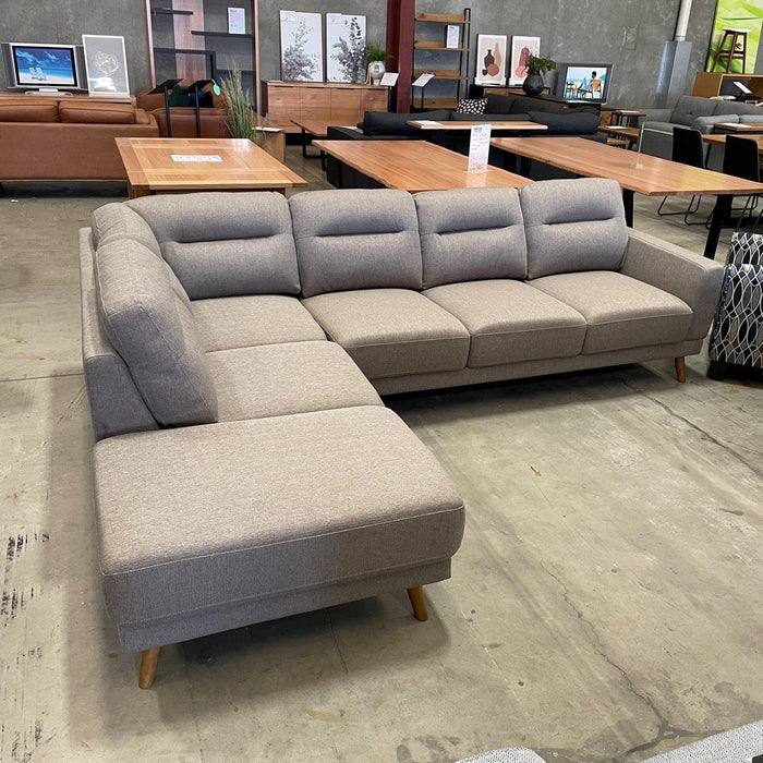 CORAL Harlow 3seat + Chaise LHF- Cocoa discounted furniture in Adelaide