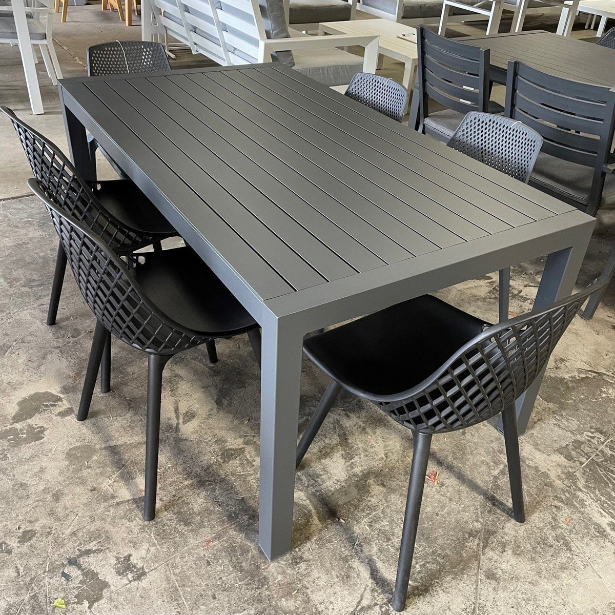 Post Leg Table Matzo Post Leg Table 160 x 90 Gunmetal — Australian Furniture Warehouse