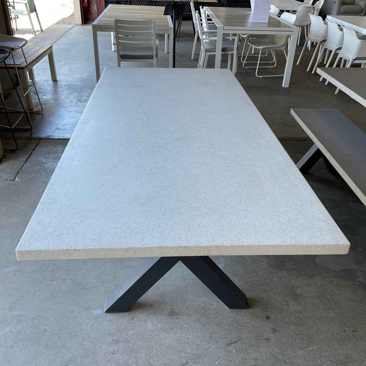 Switch Table Terrazzo Top Gunmetal Leg — Australian Furniture Warehouse